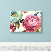 Rosa und blaue Rose Leinwanddruck (Insitu (Holzboden))