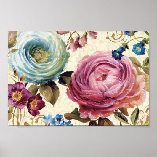 Rosa und blaue Rose Poster (Vorne)