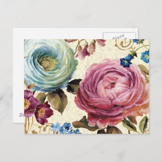 Rosa und blaue Rose Postkarte (Vorne/Hinten)