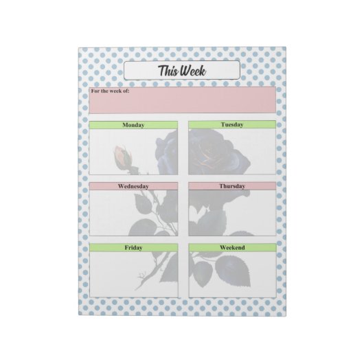 Rosa und blaue Rose Wochenplaner Notizblock (Rotiert)