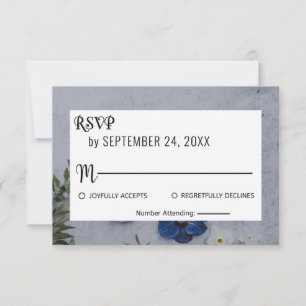 Rosa und blaue Rosen botanische florale Hochzeits- RSVP Karte