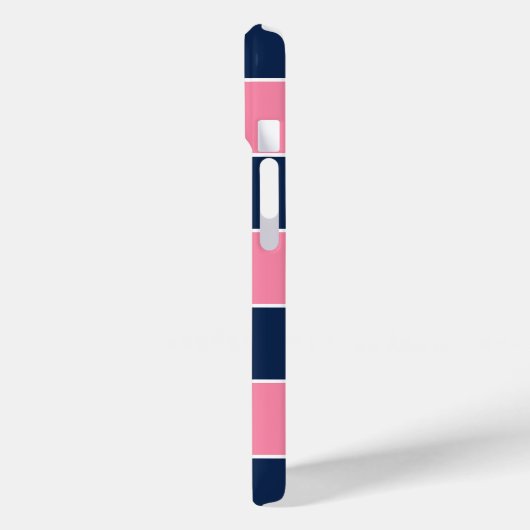 Rosa und blaue Rugby Streifen 3 Buchstaben Monogra Case-Mate iPhone Hülle (Rückseite / Links)