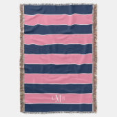 Rosa und blaue Rugby Streifen 3 Buchstaben Monogra Decke (Vorderseite Vertikal)