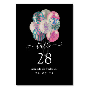 Rosa und blaue Safari-Ballon-Girlande Tischnummer