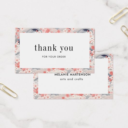 Rosa und blaue Sakura Blumenbestellung Danke Karte (Büro)