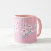 Rosa und blaue Sakura japanische Kirschblüte Tasse (VorderseiteRechts)