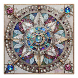 Rosa und blaue Saphire Diamonds Pearls Mandala Fotodruck