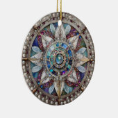 Rosa und blaue Saphire Diamonds Pearls Mandala Keramik Ornament (Rechts)