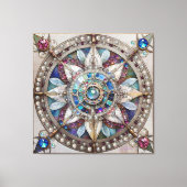 Rosa und blaue Saphire Diamonds Pearls Mandala Leinwanddruck (Vorderseite)