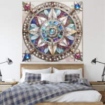 Rosa und blaue Saphire Diamonds Pearls Mandala