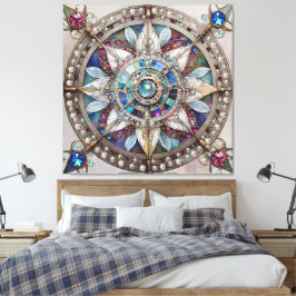 Rosa und blaue Saphire Diamonds Pearls Mandala Leinwanddruck