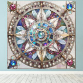 Rosa und blaue Saphire Diamonds Pearls Mandala Leinwanddruck (Insitu (Holzboden))