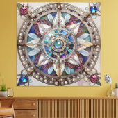 Rosa und blaue Saphire Diamonds Pearls Mandala Leinwanddruck (Insitu (Wohnzimmer))