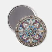 Rosa und blaue Saphire Diamonds Pearls Mandala Magnet (Vorderseite/Rückseite)