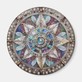 Rosa und blaue Saphire Diamonds Pearls Mandala Magnet