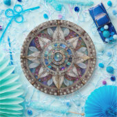 Rosa und blaue Saphire Diamonds Pearls Mandala Pappteller (Party)