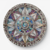 Rosa und blaue Saphire Diamonds Pearls Mandala Pappteller (Vorderseite)