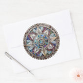 Rosa und blaue Saphire Diamonds Pearls Mandala Runder Aufkleber (Umschlag)