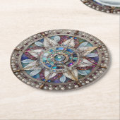 Rosa und blaue Saphire Diamonds Pearls Mandala Runder Pappuntersetzer (Angewinkelt)