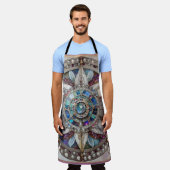 Rosa und blaue Saphire Diamonds Pearls Mandala Schürze (Getragen)