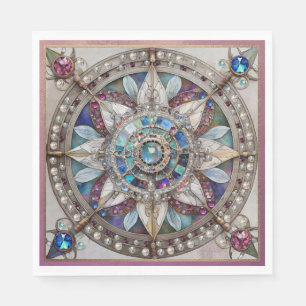 Rosa und blaue Saphire Diamonds Pearls Mandala Serviette