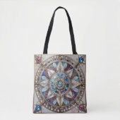 Rosa und blaue Saphire Diamonds Pearls Mandala Tasche (Vorderseite)