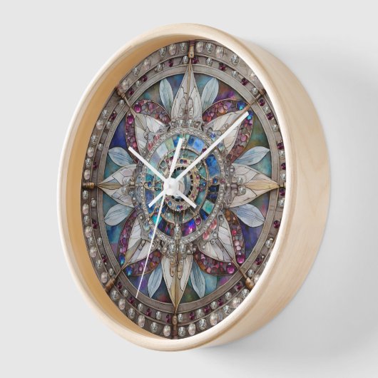 Rosa und blaue Saphire Diamonds Pearls Mandala Uhr (Winkel)