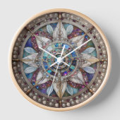 Rosa und blaue Saphire Diamonds Pearls Mandala Uhr (Vorderseite)
