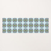 Rosa und blaue Schmetterlinge und Blume Mandala Yogamatte (Rückseite (Horizontal))