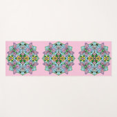 Rosa und blaue Schmetterlinge und Blume Mandala Yogamatte (Vorderseite (Horizontal))