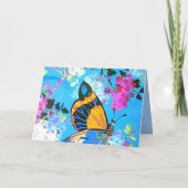 Rosa und blaue Schmetterlingskarte Ankündigung (Rückseite)