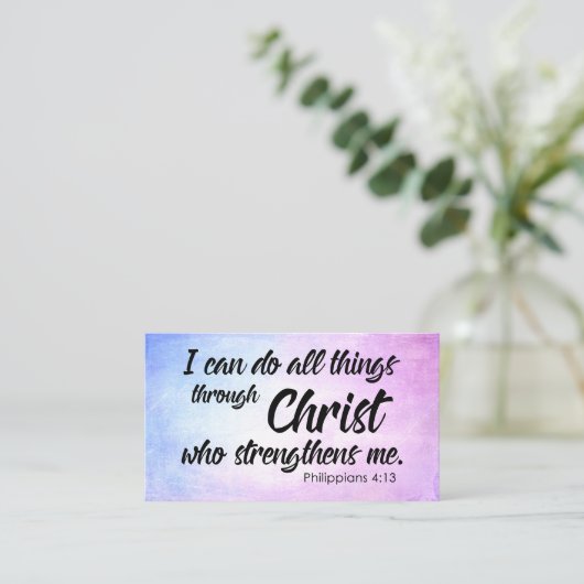 Rosa und blaue Schmutzphilippians-4:13 Schrift Visitenkarte (Stehend Vorderseite)