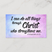 Rosa und blaue Schmutzphilippians-4:13 Schrift Visitenkarte (Vorderseite)