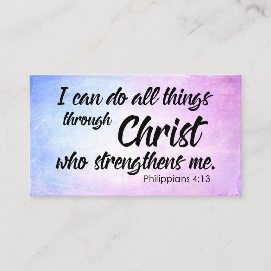 Rosa und blaue Schmutzphilippians-4:13 Schrift Visitenkarte (Vorderseite)