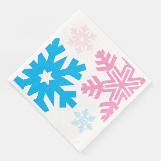 Rosa und blaue Schneeflocken, elegant Serviette (Ecke)