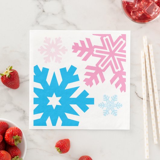 Rosa und blaue Schneeflocken, elegant Serviette (Beispiel)