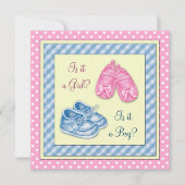 Rosa und blaue Schuhputzdusche Einladung (Vorderseite)