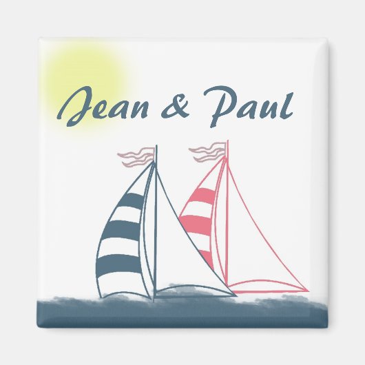 Rosa und blaue Segelboote Magnet (Vorne)