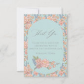 Rosa und blaue Shabby Chicen Dankeskarte (Vorderseite)