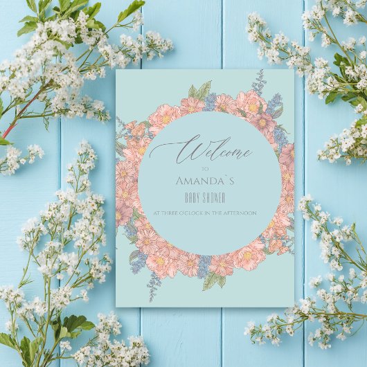 Rosa und blaue Shabby Chicen - Empfang Poster