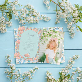 Rosa und blaue Shabby Chicen Geburtstag Einladung