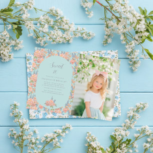 Rosa und blaue Shabby Chicen Geburtstag Einladung