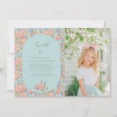 Rosa und blaue Shabby Chicen Geburtstag Einladung (Vorderseite)