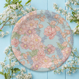 Rosa und blaue Shabby Chicen Pappteller