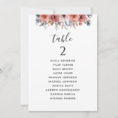 Rosa- und blaue Sitzkarten mit Gästennamen (Vorderseite)