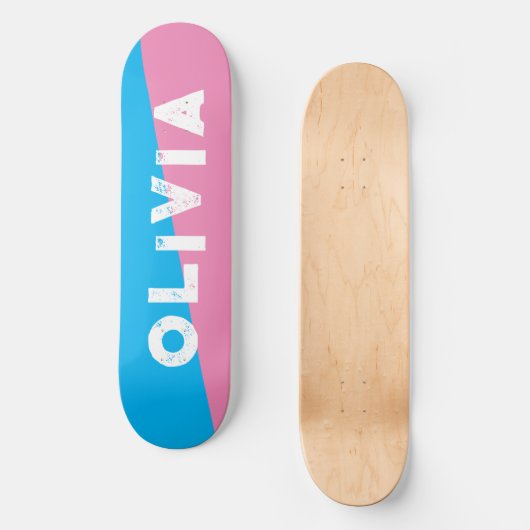 Rosa und blaue Skateboardspaltung Skateboard (Vorderseite)