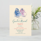 Rosa und blaue Sneakers Gender Reveal Party Einladung (Stehend Vorderseite)
