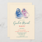 Rosa und blaue Sneakers Gender Reveal Party Einladung (Vorne/Hinten)