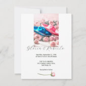 Rosa und blaue Sombreros mit Blush-Rose Hochzeit Einladung (Rückseite)