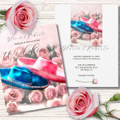 Rosa und blaue Sombreros mit Blush-Rose Hochzeit Einladung